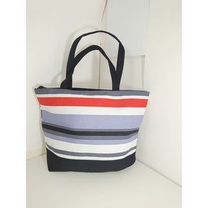 Shoppers Tote Bag Stripe Multicolor Black Red Shoulder BEACH Bag - Stylish